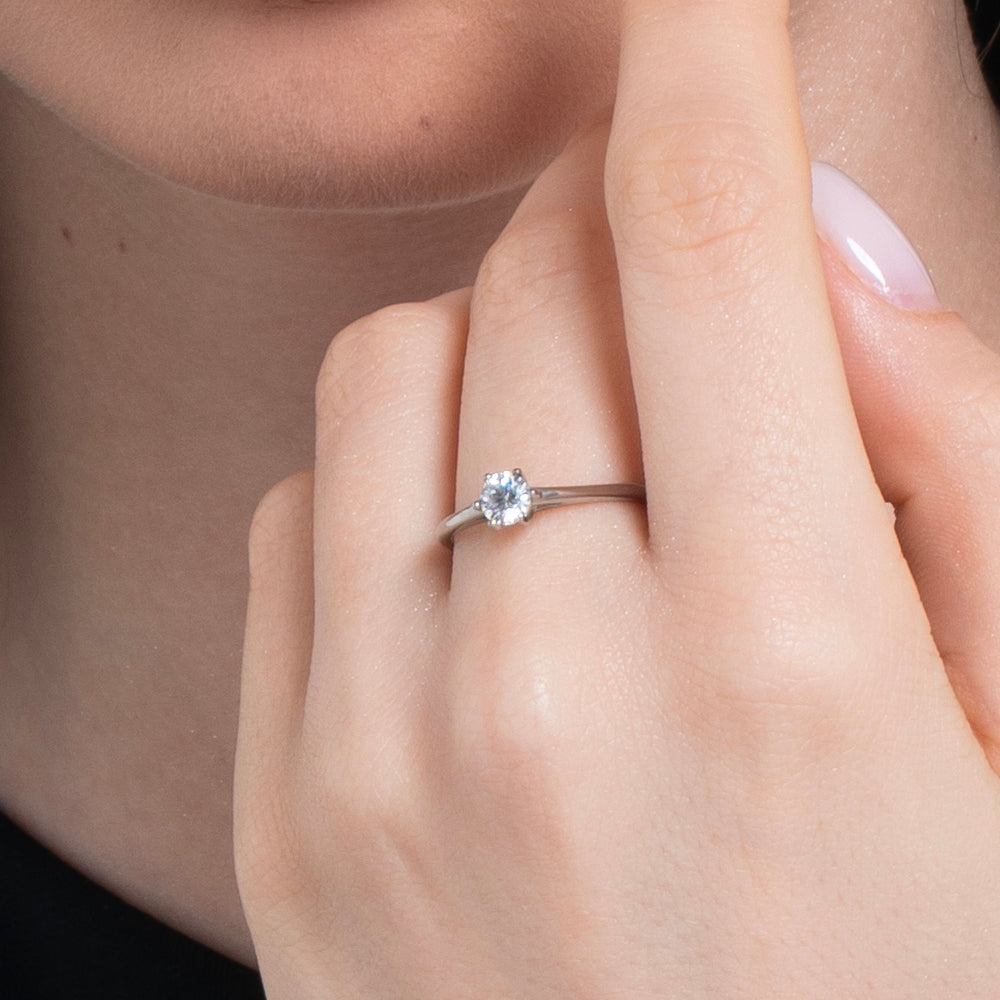 ANELLO DONNA IN ACCIAIO CON CRISTALLO BIANCO