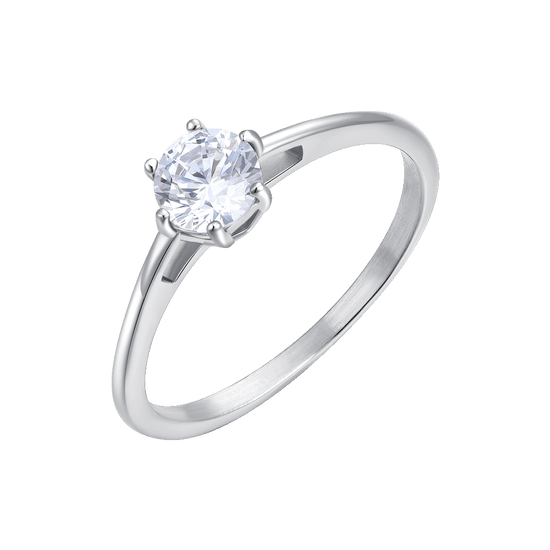 ANELLO DONNA IN ACCIAIO CON CRISTALLO BIANCO - TAGLIA 20