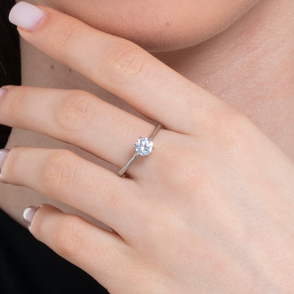 ANELLO DONNA IN ACCIAIO CON CRISTALLO BIANCO