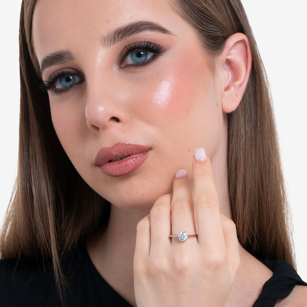 ANELLO DONNA IN ACCIAIO CON CRISTALLO BIANCO