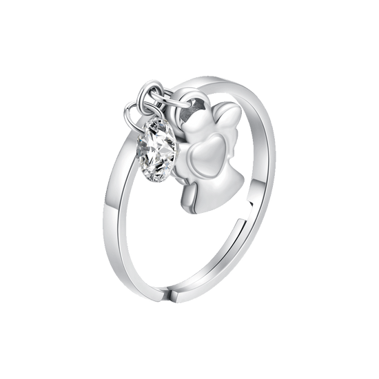 ANELLO DONNA IN ACCIAIO CON ANGELO E ZIRCONE BIANCO