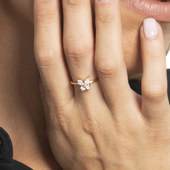 Anello da donna in argento sterling 925 con farfalla, anello Anello da donna in argento sterling 925 con farfalla, anello