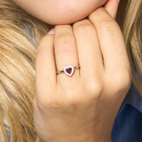 ANELLO DONNA IN ACCIAIO CON CUORE CON ZIRCONI ROSSI E BIANCHI