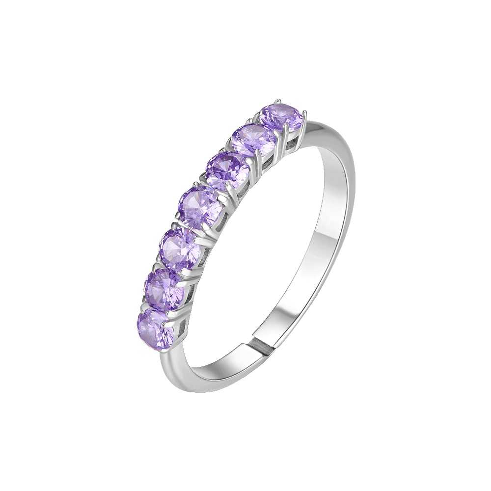 Anello Donna In Argento 925 Con Zircone Viola E Opale Di Fuoco Bianco, Misura 17 Mm, Peso 3,42 G
