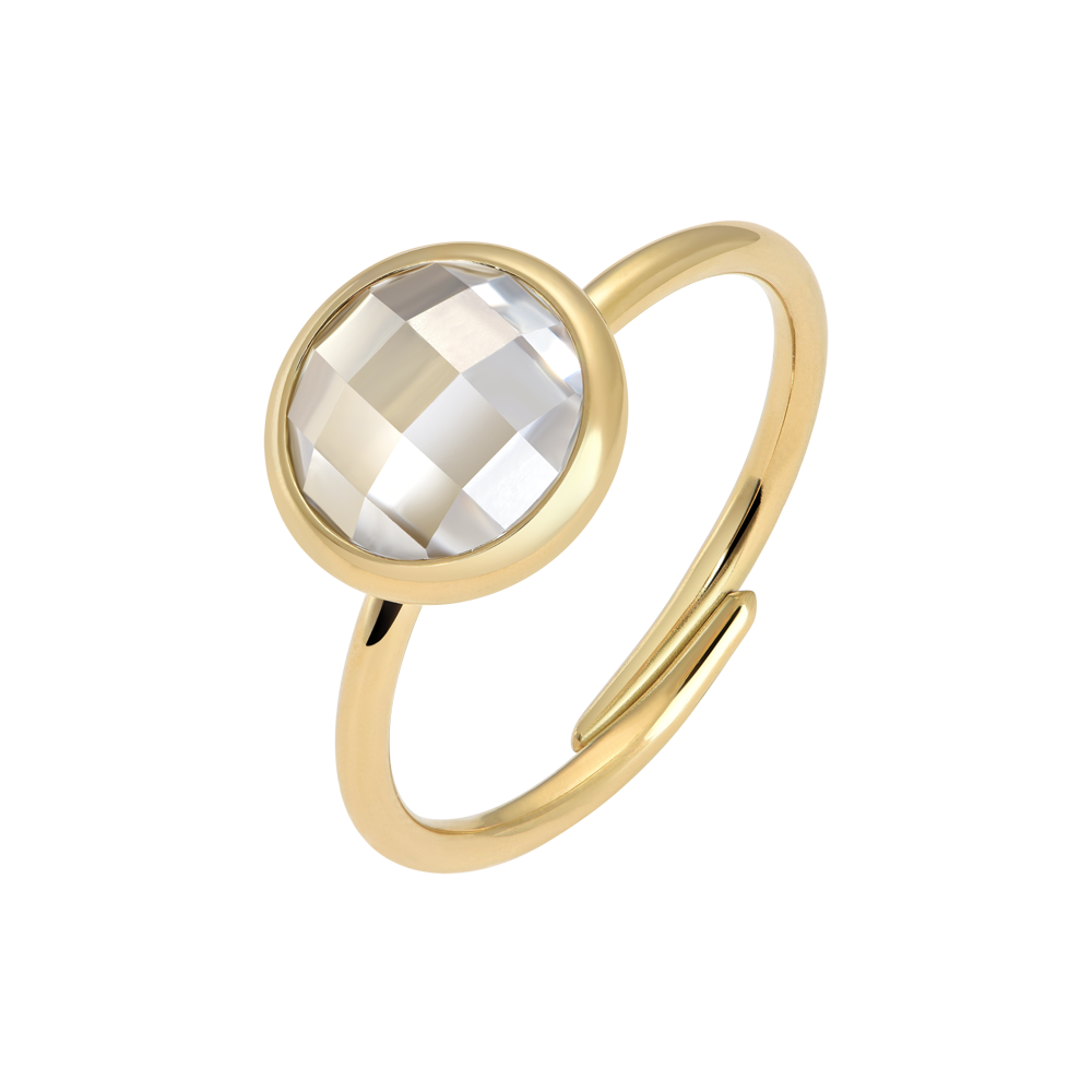 ANELLO DONNA IN ACCIAIO IP GOLD CON ZIRCONE BIANCO