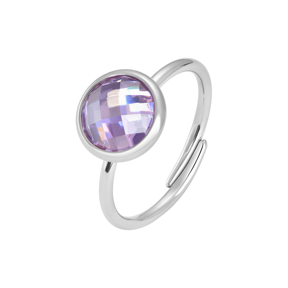 ANELLO DONNA IN ACCIAIO CON ZIRCONE ROSA