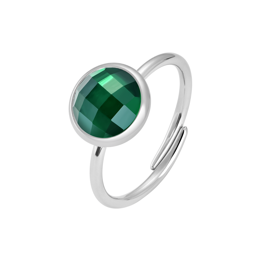 ANELLO DONNA IN ACCIAIO CON ZIRCONE VERDE