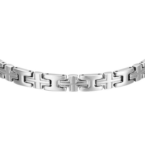 BRACCIALE UOMO IN ACCIAIO MAGLIA CROCE