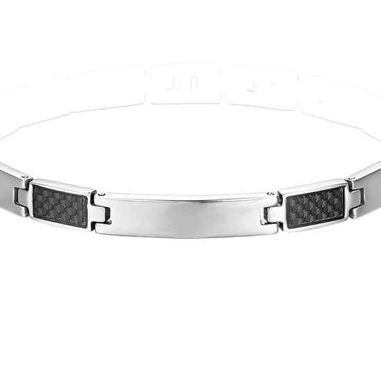 BRACCIALE UOMO CON PIASTRA IN ACCIAIO ED ELEMENTI NERI