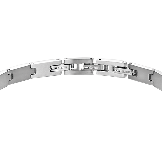 BRACCIALE UOMO CON PIASTRA IN ACCIAIO ED ELEMENTI NERI