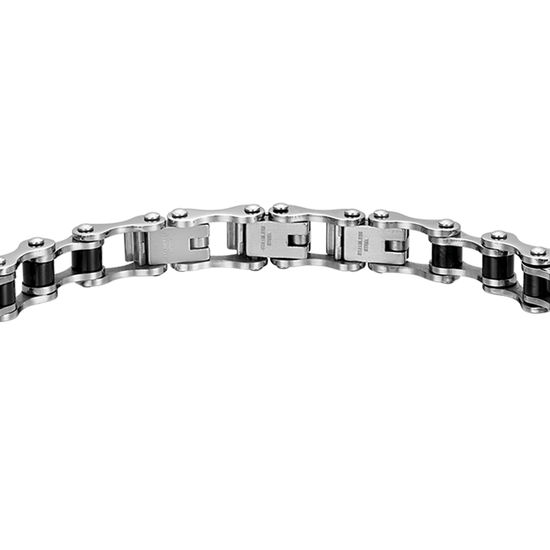 BRACCIALE UOMO IN ACCIAIO CON ELEMENTI IN IP NERO