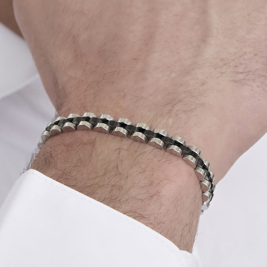 BRACCIALE UOMO IN ACCIAIO DETTAGLIO IP NERO Luca Barra