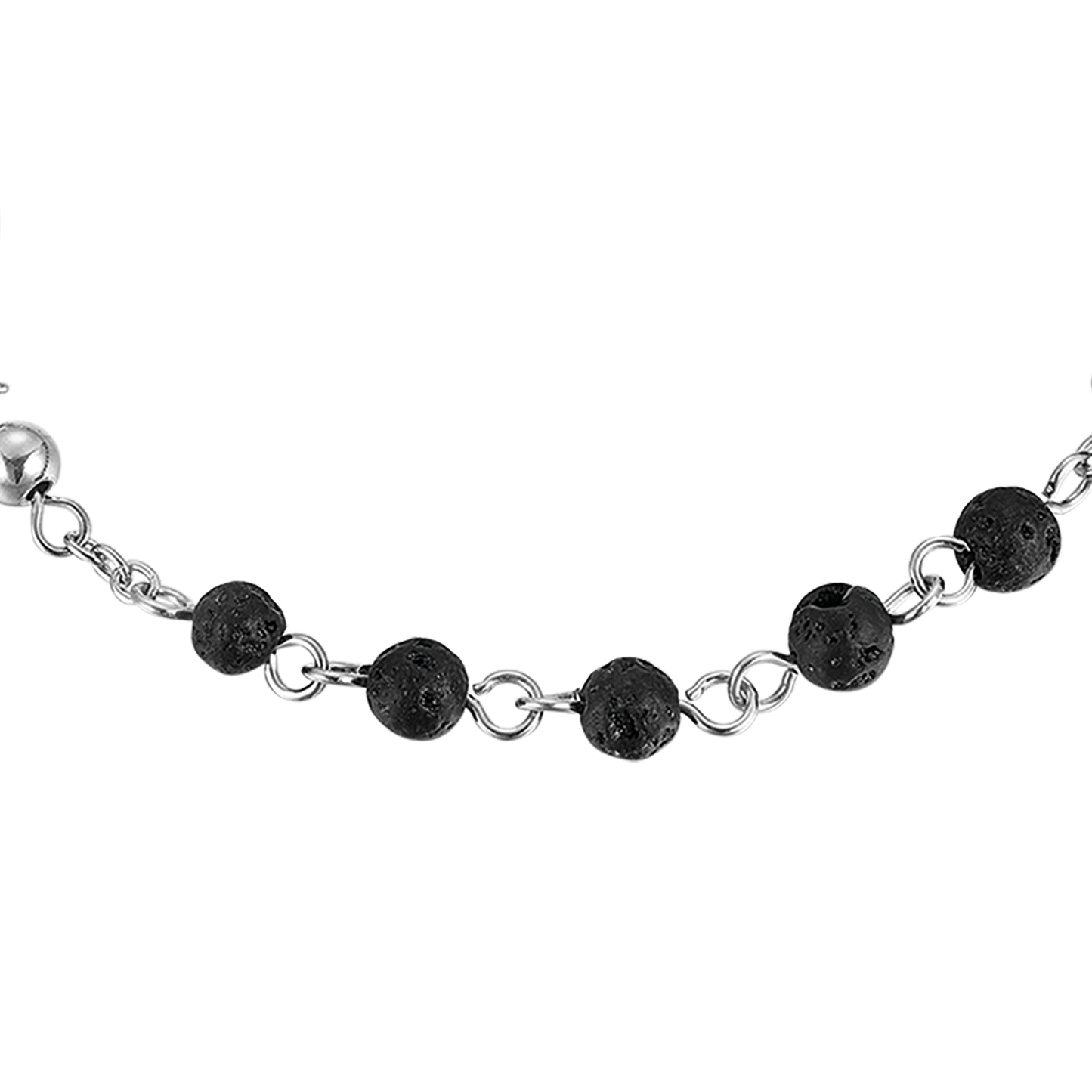 BRACCIALE UOMO ROSARIO IN ACCIAIO CON PIETRA LAVICA
