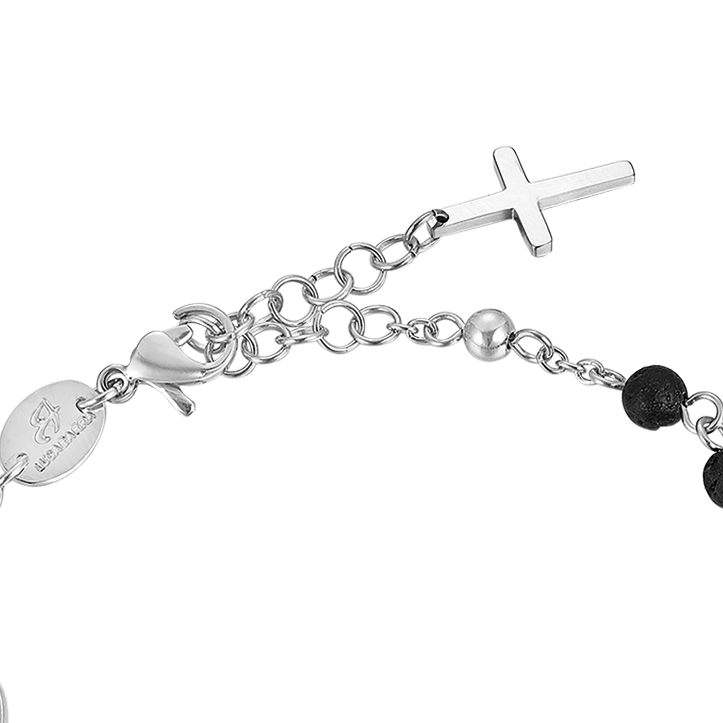 BRACCIALE UOMO ROSARIO IN ACCIAIO CON PIETRA LAVICA