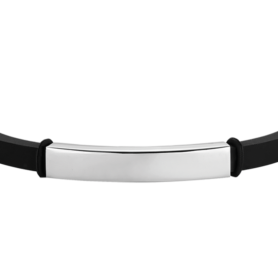 BRACCIALE UOMO IN SILICONE NERO CON PIASTRA IN ACCIAIO