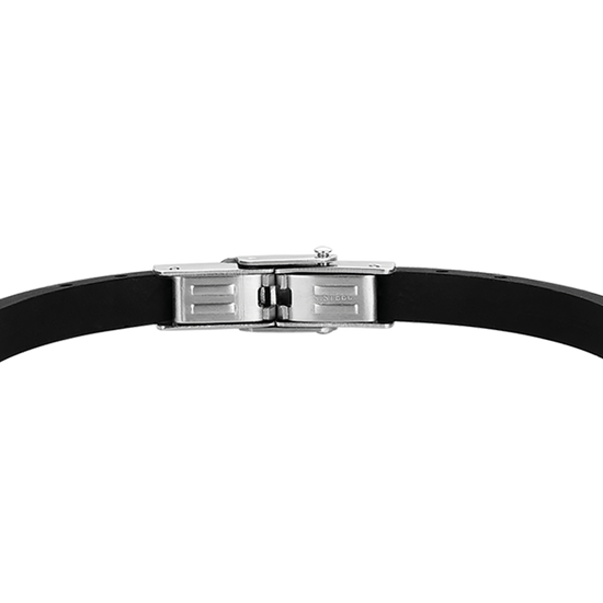 BRACCIALE UOMO IN SILICONE NERO CON PIASTRA IN ACCIAIO