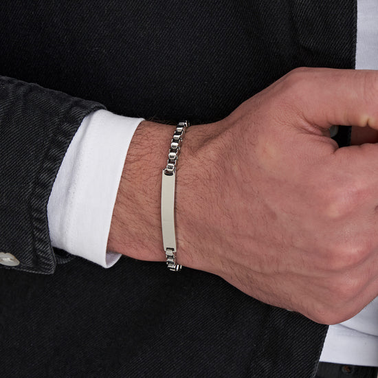 BRACCIALE UOMO IN ACCIAIO CON PIASTRA PERSONALIZZABILE