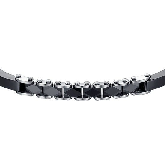 BRACCIALE UOMO IN ACCIAIO CON ELEMENTI IN CERAMICA NERA