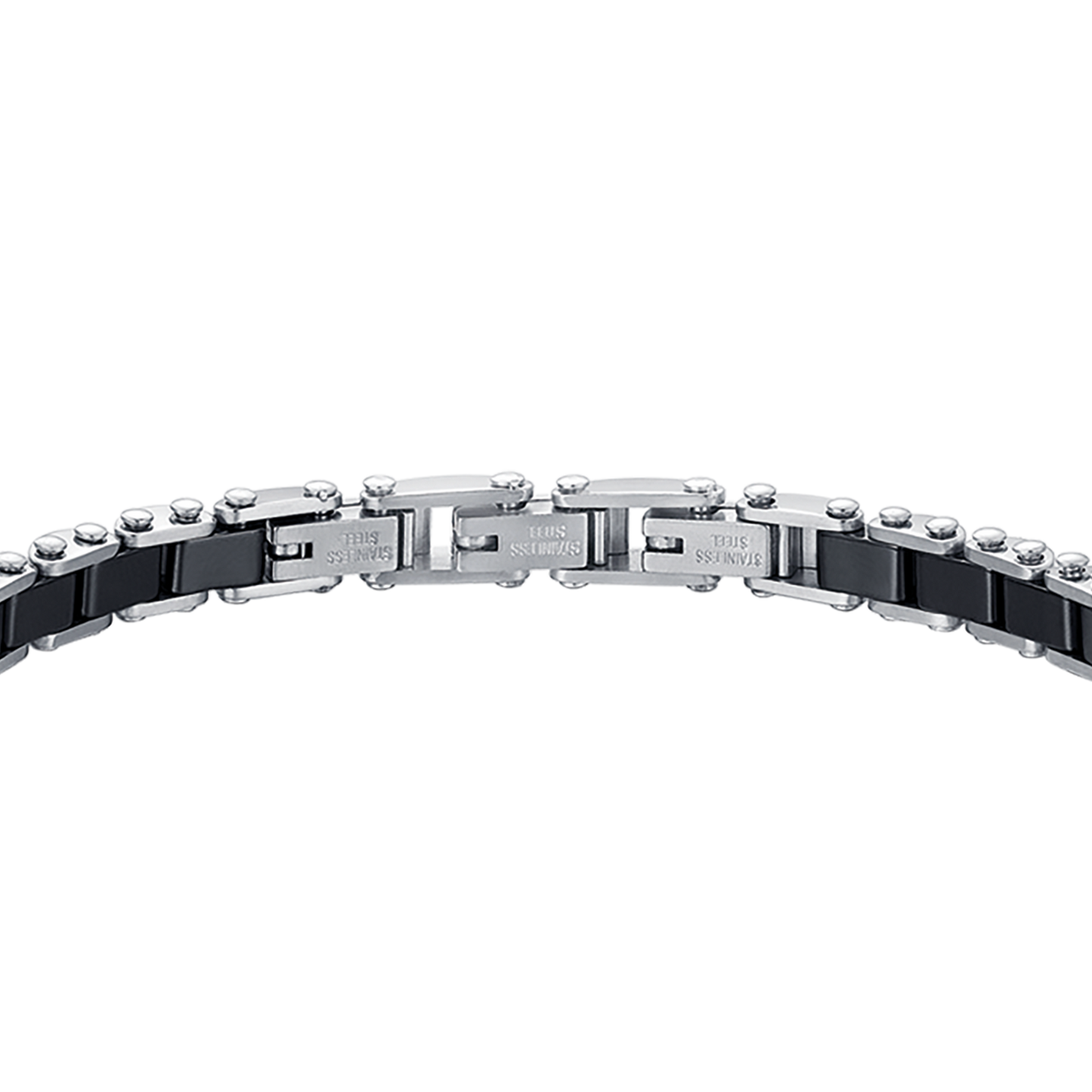 BRACCIALE UOMO IN ACCIAIO CON ELEMENTI IN CERAMICA NERA