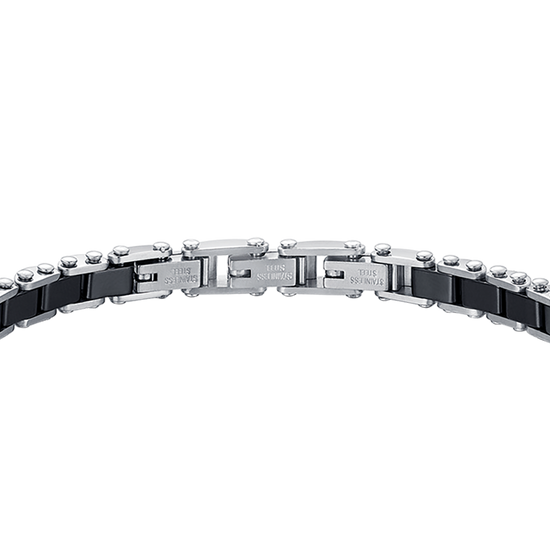 BRACCIALE UOMO IN ACCIAIO CON ELEMENTI IN CERAMICA NERA