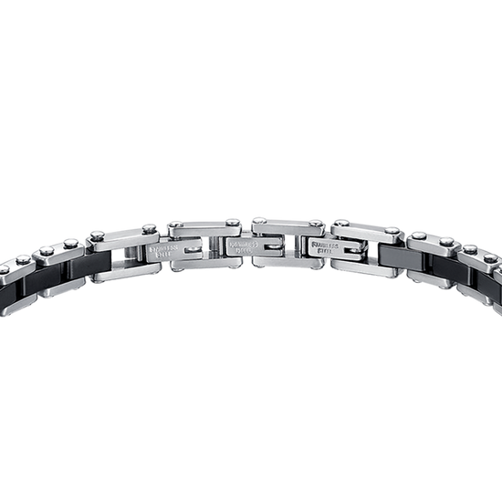 BRACCIALE UOMO IN ACCIAIO CON ELEMENTI IN CERAMICA NERA