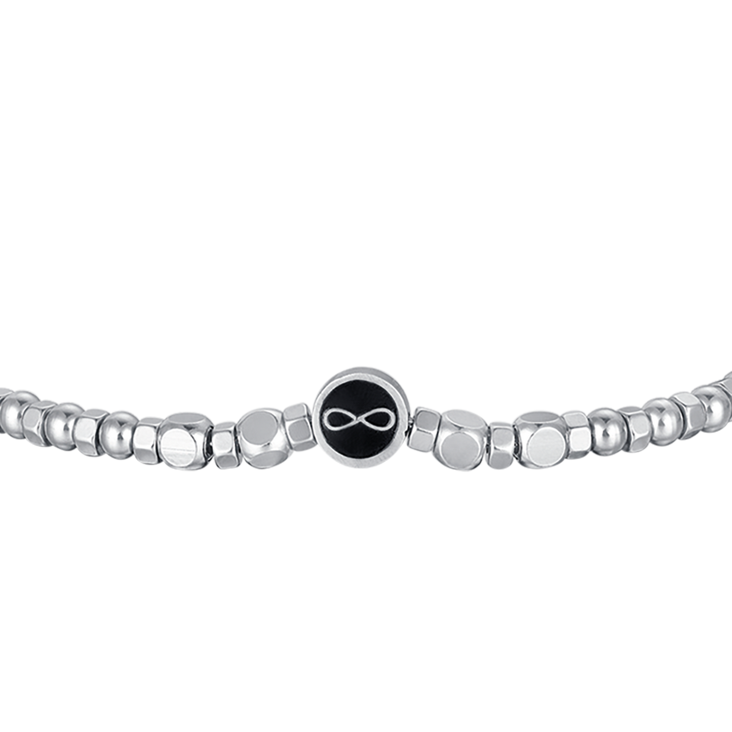 BRACCIALE UOMO IN ACCIAIO CON AGATA NERA E INFINITO