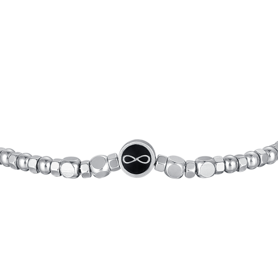BRACCIALE UOMO IN ACCIAIO CON AGATA NERA E INFINITO