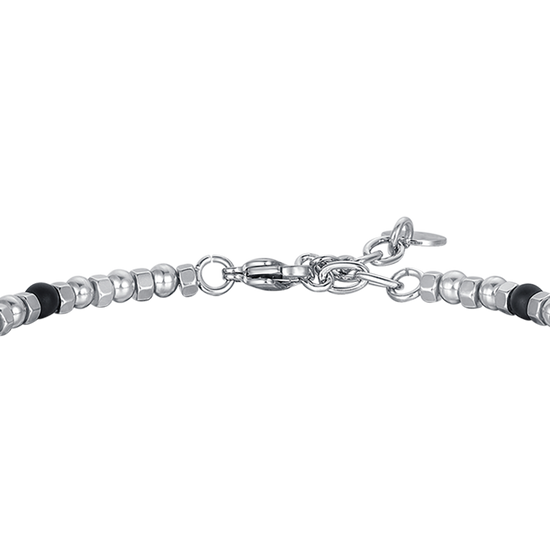 BRACCIALE UOMO IN ACCIAIO CON AGATA NERA E INFINITO