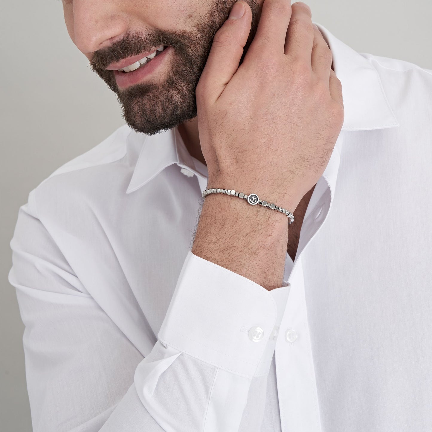 BRACCIALE UOMO IN ACCIAIO CON ELEMENTO ANCORA