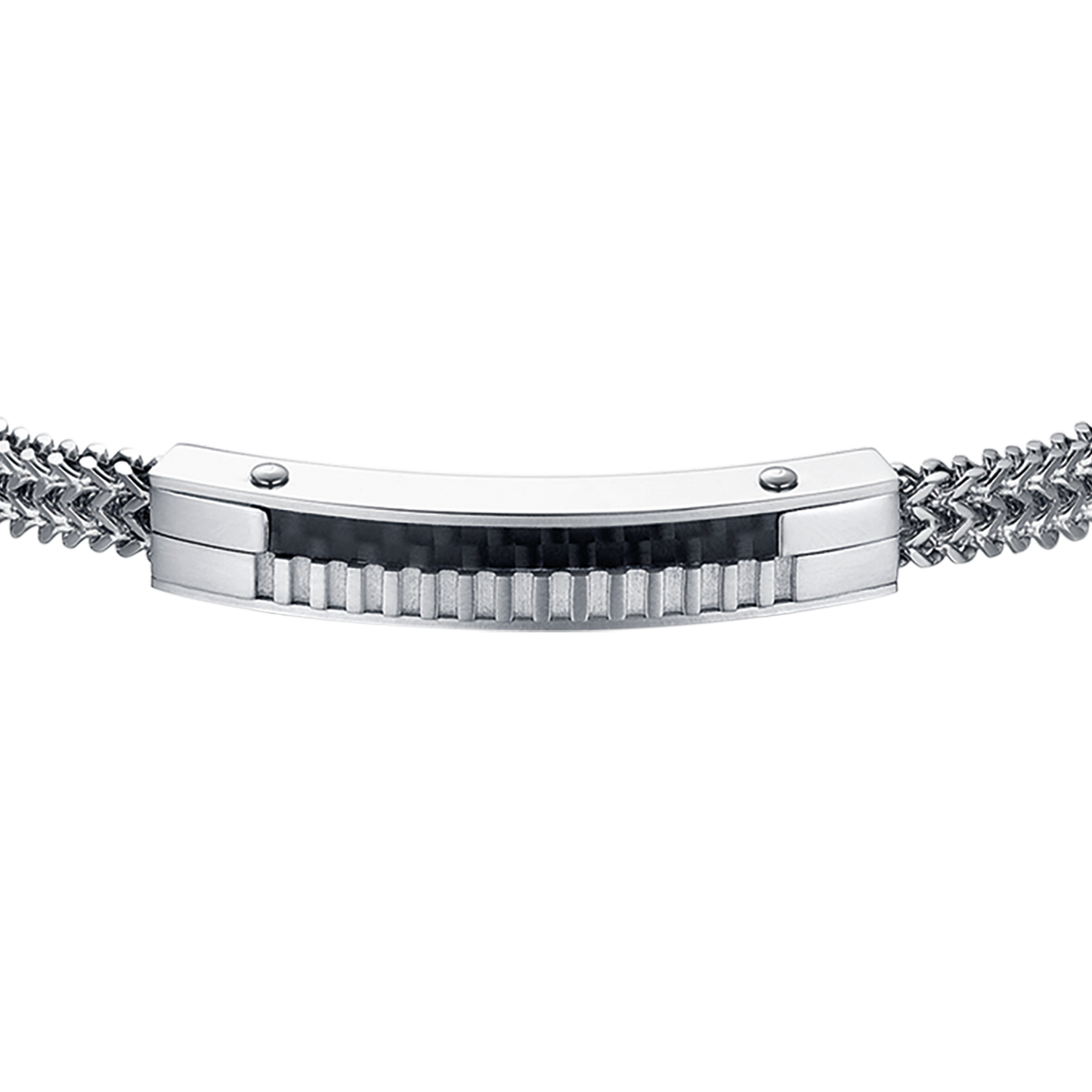 BRACCIALE UOMO IN ACCIAIO CON PIASTRA IN FIBRA DI CARBONIO
