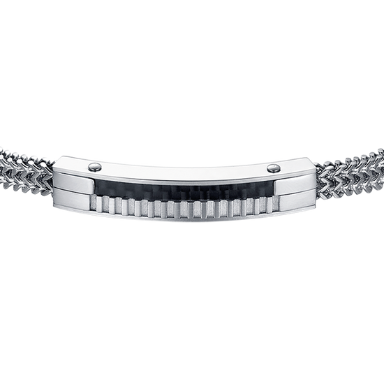 BRACCIALE UOMO IN ACCIAIO CON PIASTRA IN FIBRA DI CARBONIO