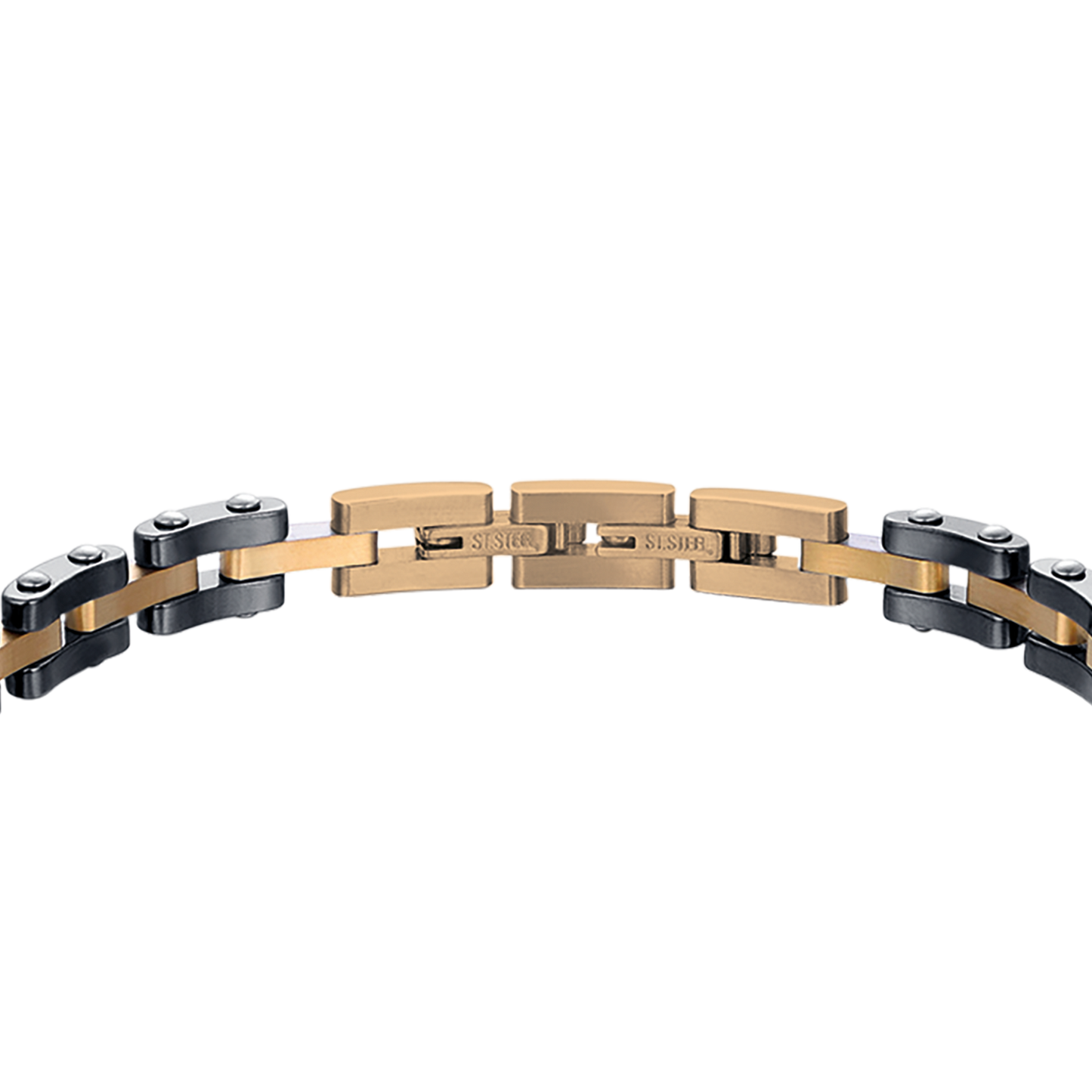 BRACCIALE UOMO IN ACCIAIO IP ROSE CON ELEMENTI IN CERAMICA NERA ED ANCORA