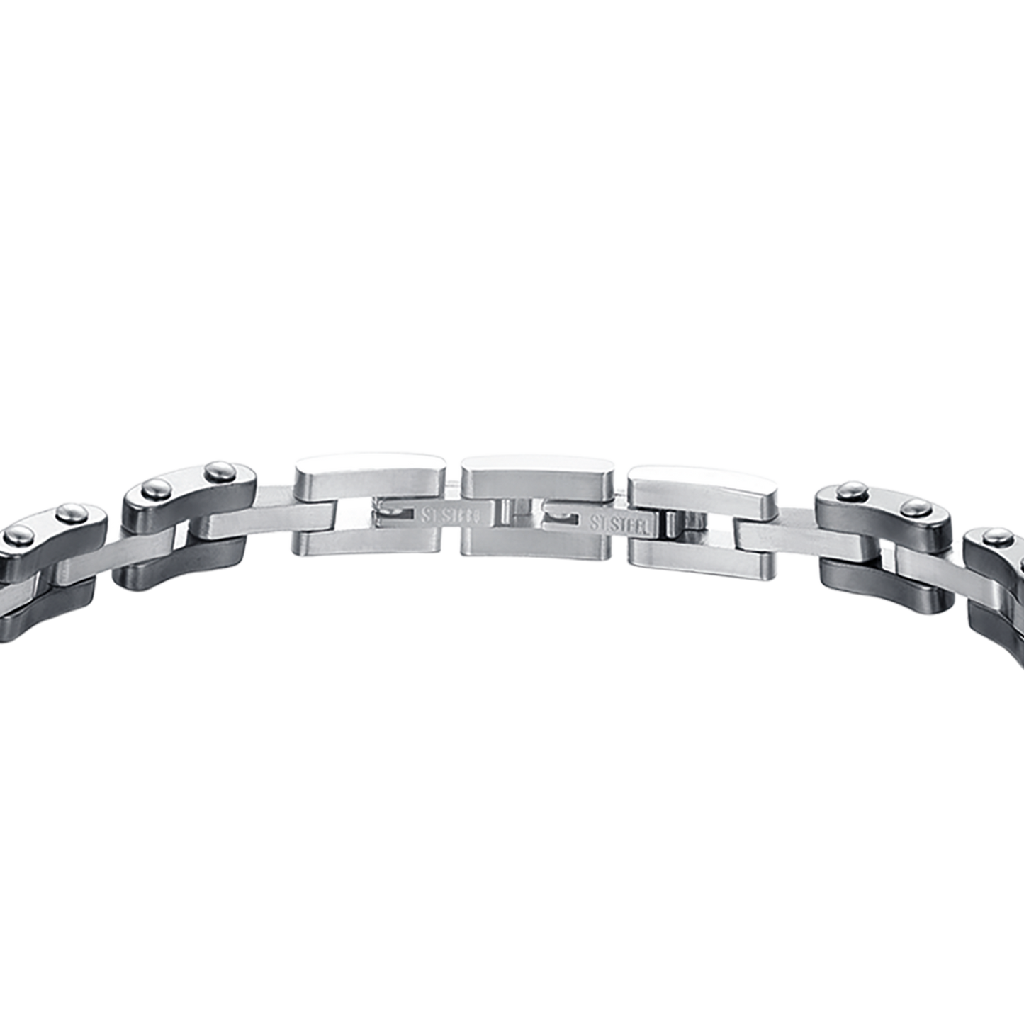 BRACCIALE UOMO IN ACCIAIO IP ROSE CON ELEMENTI IN CERAMICA NERA ED ANCORA