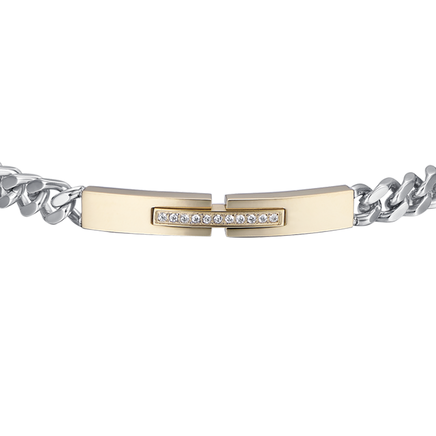BRACCIALE UOMO IN ACCIAIO IP GOLD CON CRISTALLI BIANCHI