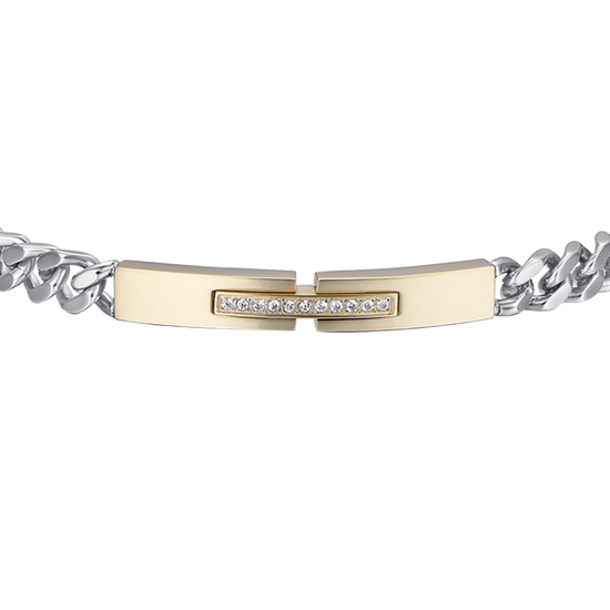 BRACCIALE UOMO IN ACCIAIO IP GOLD CON CRISTALLI BIANCHI