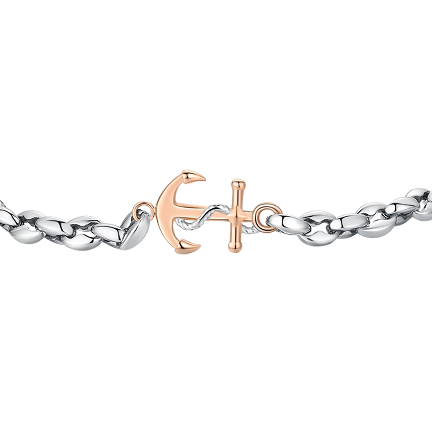 BRACCIALE UOMO IN ACCIAIO CON ANCORA IP ROSE