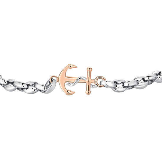 BRACCIALE UOMO IN ACCIAIO CON ANCORA IP ROSE