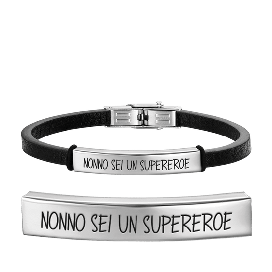 BRACCIALE UOMO IN ACCIAIO NONNO SEI UN SUPEREROE Luca Barra