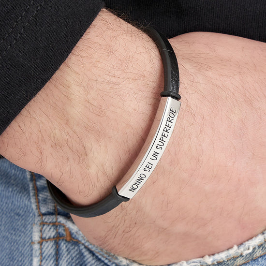 BRACCIALE UOMO IN ACCIAIO NONNO SEI UN SUPEREROE Luca Barra