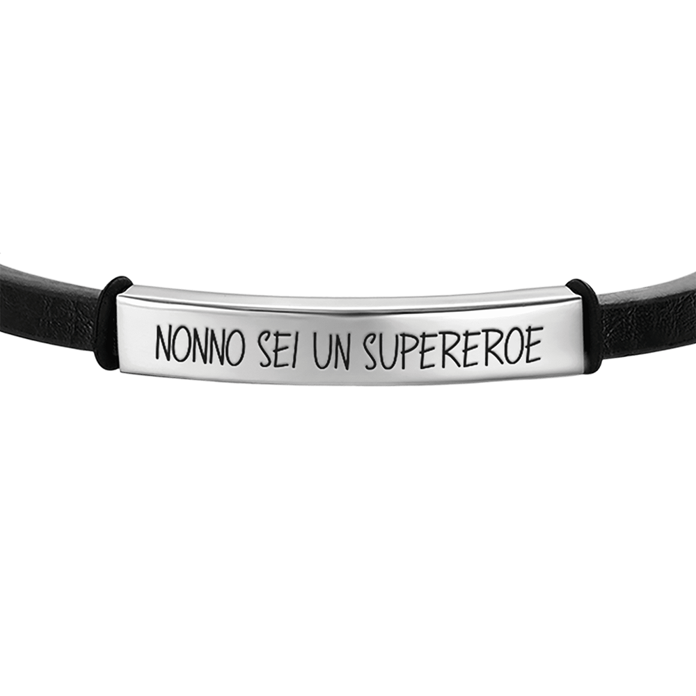 BRACCIALE UOMO IN ACCIAIO NONNO SEI UN SUPEREROE