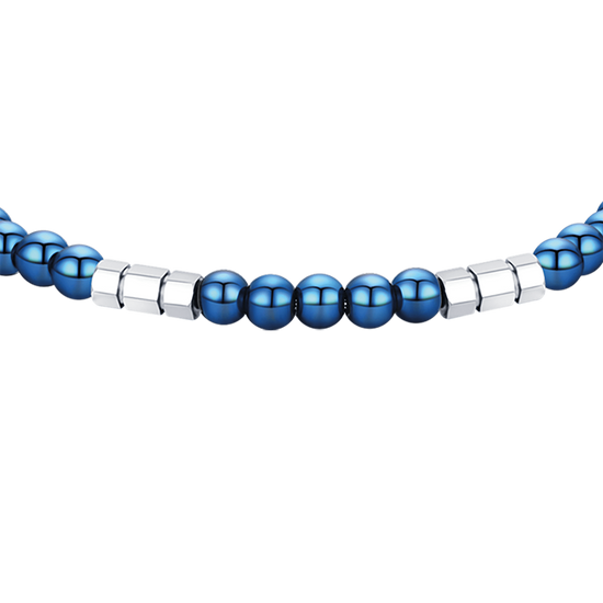BRACCIALE UOMO IN ACCIAIO CON PIETRE BLU ED ELEMENTI IN ACCIAIO