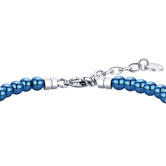 BRACCIALE UOMO IN ACCIAIO CON PIETRE BLU ED ELEMENTI IN ACCIAIO