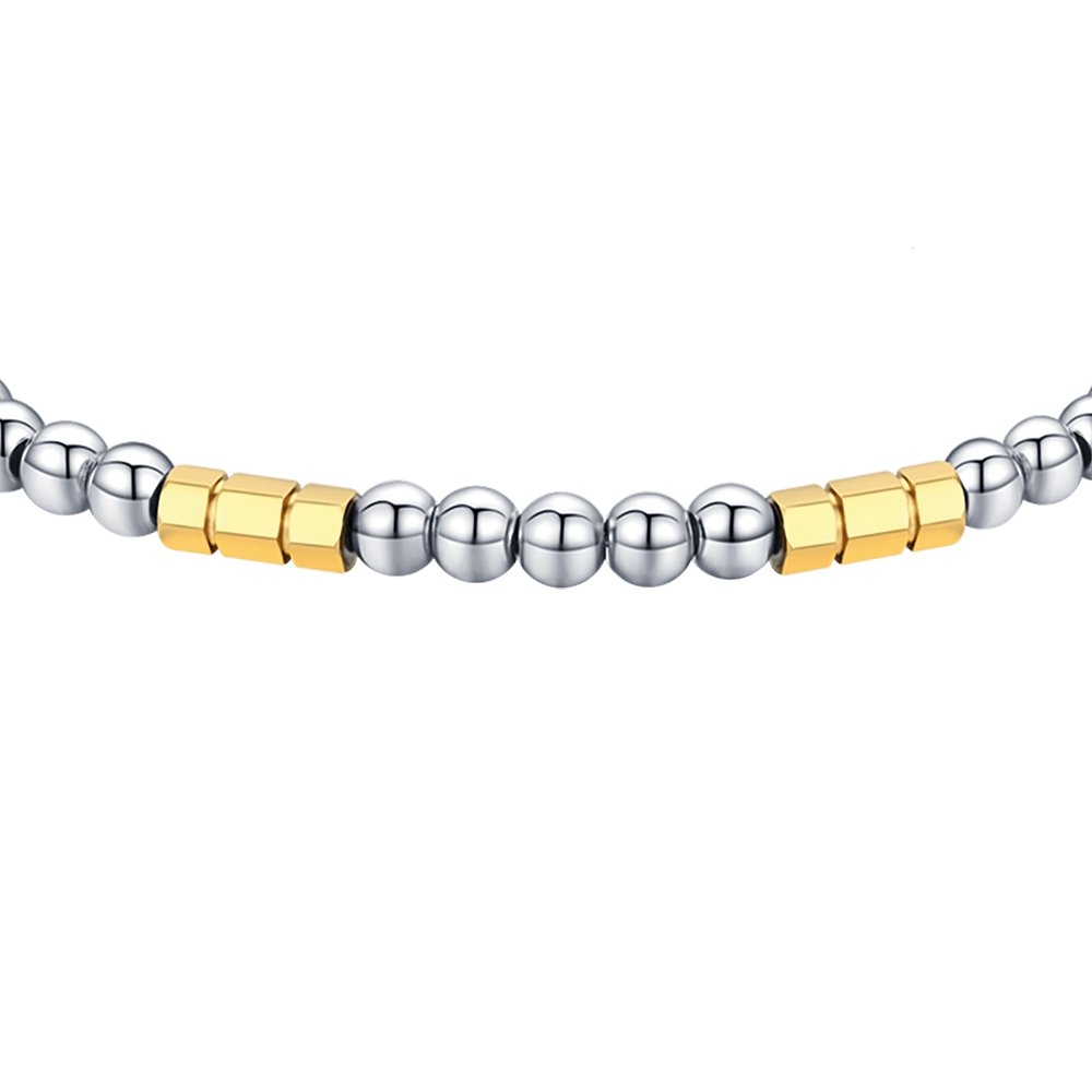 BRACCIALE UOMO IN ACCIAIO CON PIETRE ACCIAIO ED ELEMENTI IN ACCIAIO