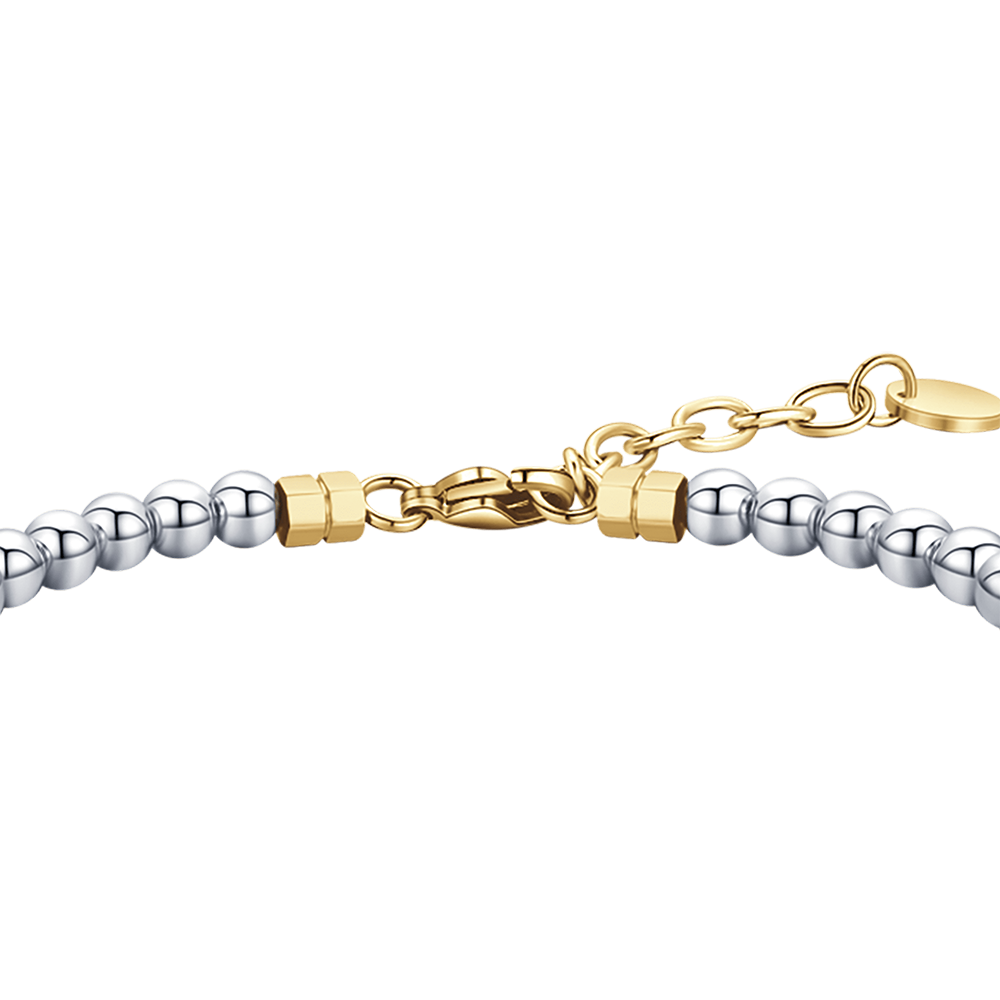 BRACCIALE UOMO IN ACCIAIO CON PIETRE ACCIAIO ED ELEMENTI IN ACCIAIO