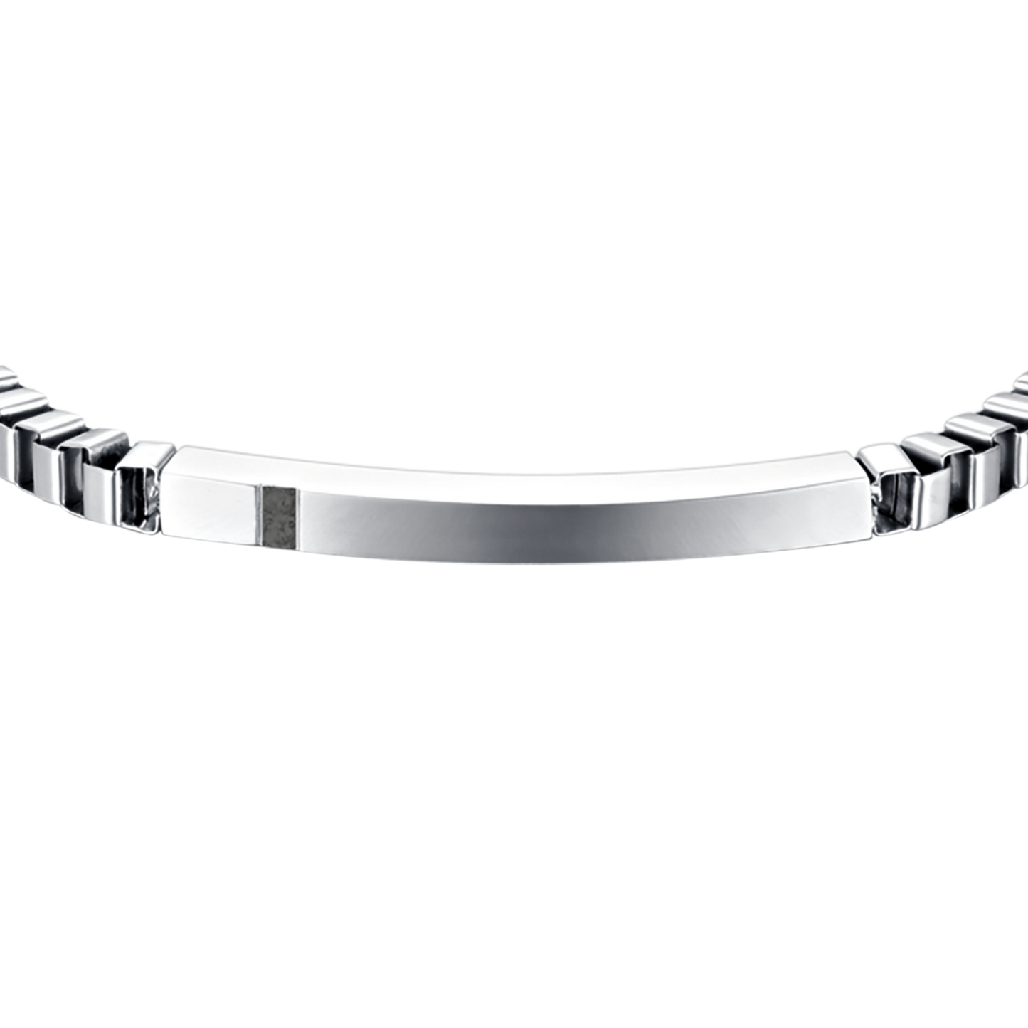 BRACCIALE UOMO IN ACCIAIO CON PIASTRA E CRISTALLI NERI