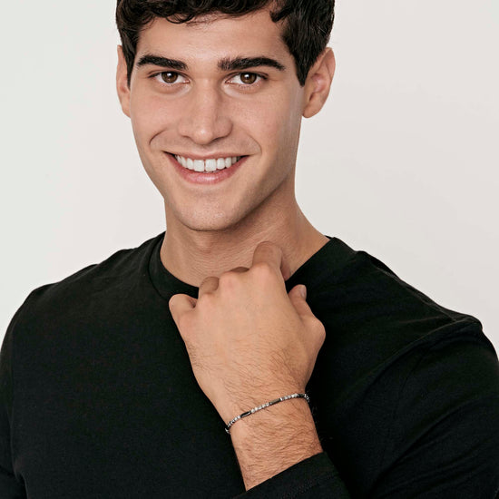 BRACCIALE UOMO IN ACCIAIO CON EMATITE SILVER ED ELEMENTI GRIGI