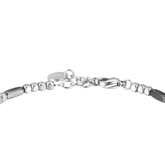 BRACCIALE UOMO IN ACCIAIO CON EMATITE SILVER ED ELEMENTI GRIGI