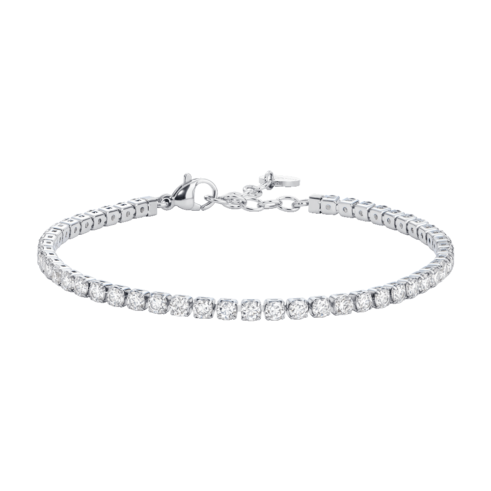 PULSERA DE TENIS DE ACERO PARA HOMBRE CON CRISTALES BLANCOS