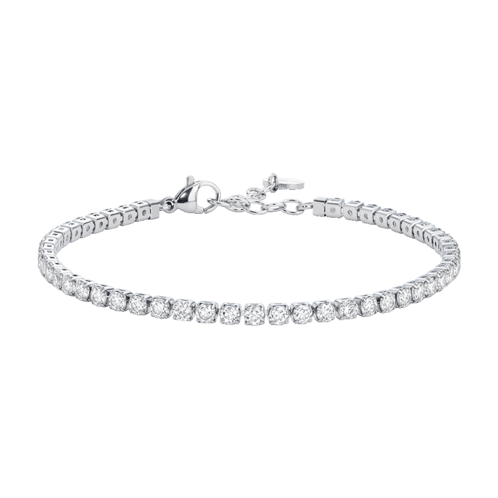 HERREN-TENNISARMBAND AUS STAHL MIT WEISSEN KRISTALLEN