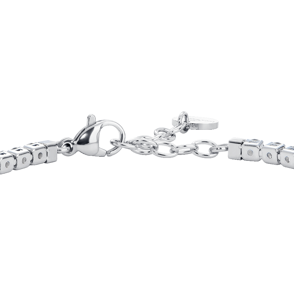 BRACELET TENNIS POUR HOMME EN ACIER AVEC CRISTAUX BLANCS